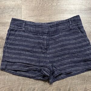 Loft navy blue/white striped linen short shorts, size 4
